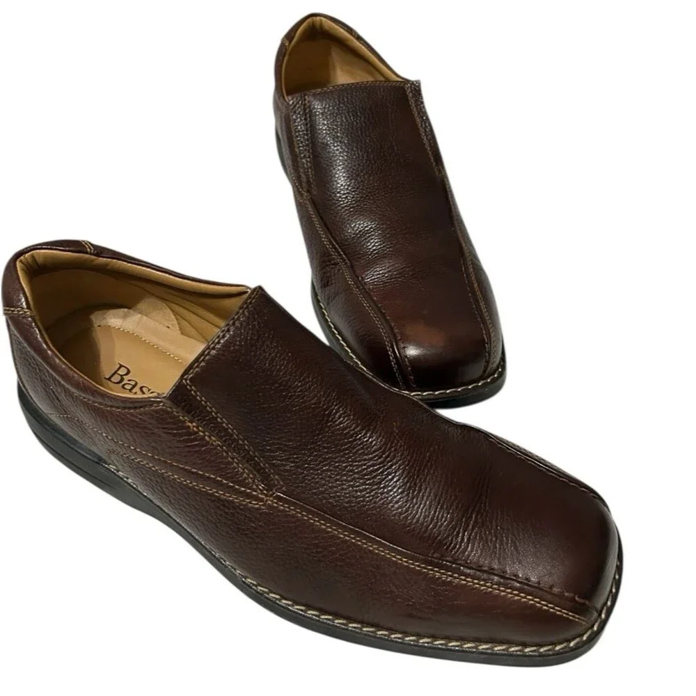 BASS JK Brown Leather Loafers Cushion Casual Shoes Mens 1338-200  US 11.5 M